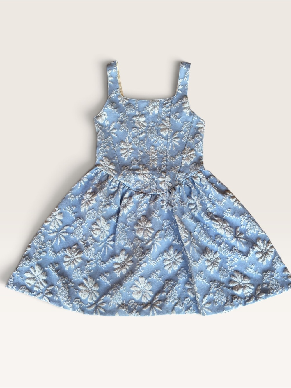 Flowers by Zoe Pale Blue Floral Jacquard Dress